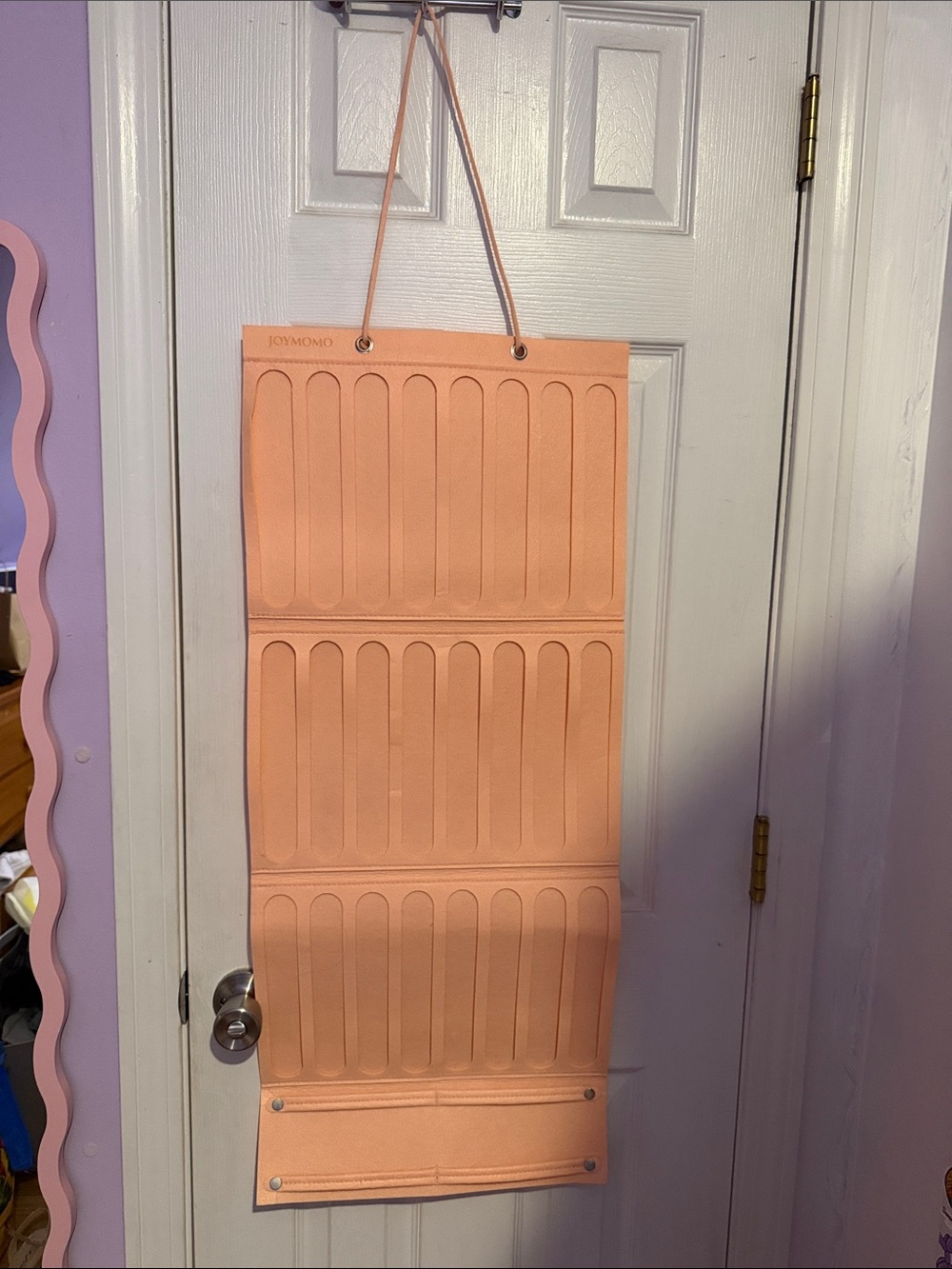 Peach Over-Door Claw Clip Organizer